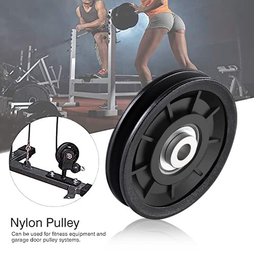 Tempsnow 8Pcs 3.5" Nylon Bearing Pulley Wheel Replacement for Gym Equipment Part Cable Machine Universal Wear-Proof Nylon Pulley System Gym Attachments