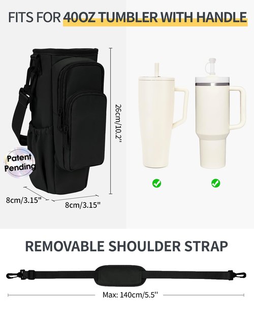 sportsnew Water Bottle Carrier Bag with Phone Pocket for Stanley Brumate era 40oz Accessories Insulated Water Bottle Holder Pouch with Strap Stanley Cup Sling Bag with Straw Cover for Crossbody