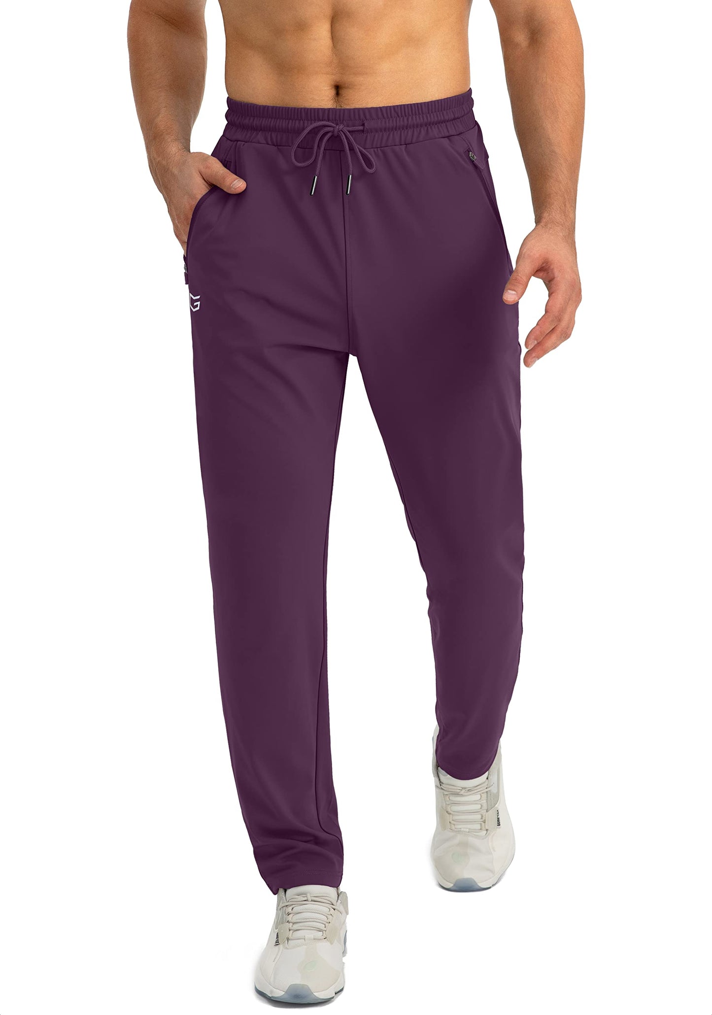 G Gradual Men's Sweatpants with Zipper Pockets Tapered Joggers for Men Athletic Pants for Workout, Jogging, Running (Wine Red, 3X-Large)