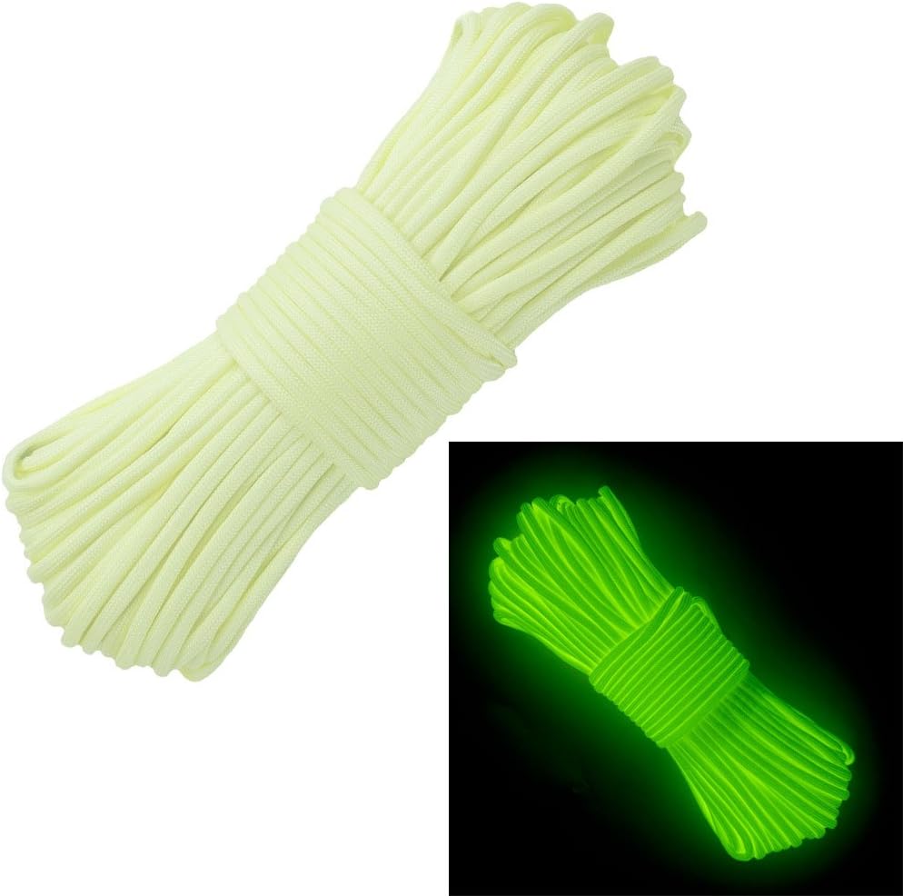Glow in The Dark 550 Paracord - 100 Feet - 21 Strand - 10 Color Options