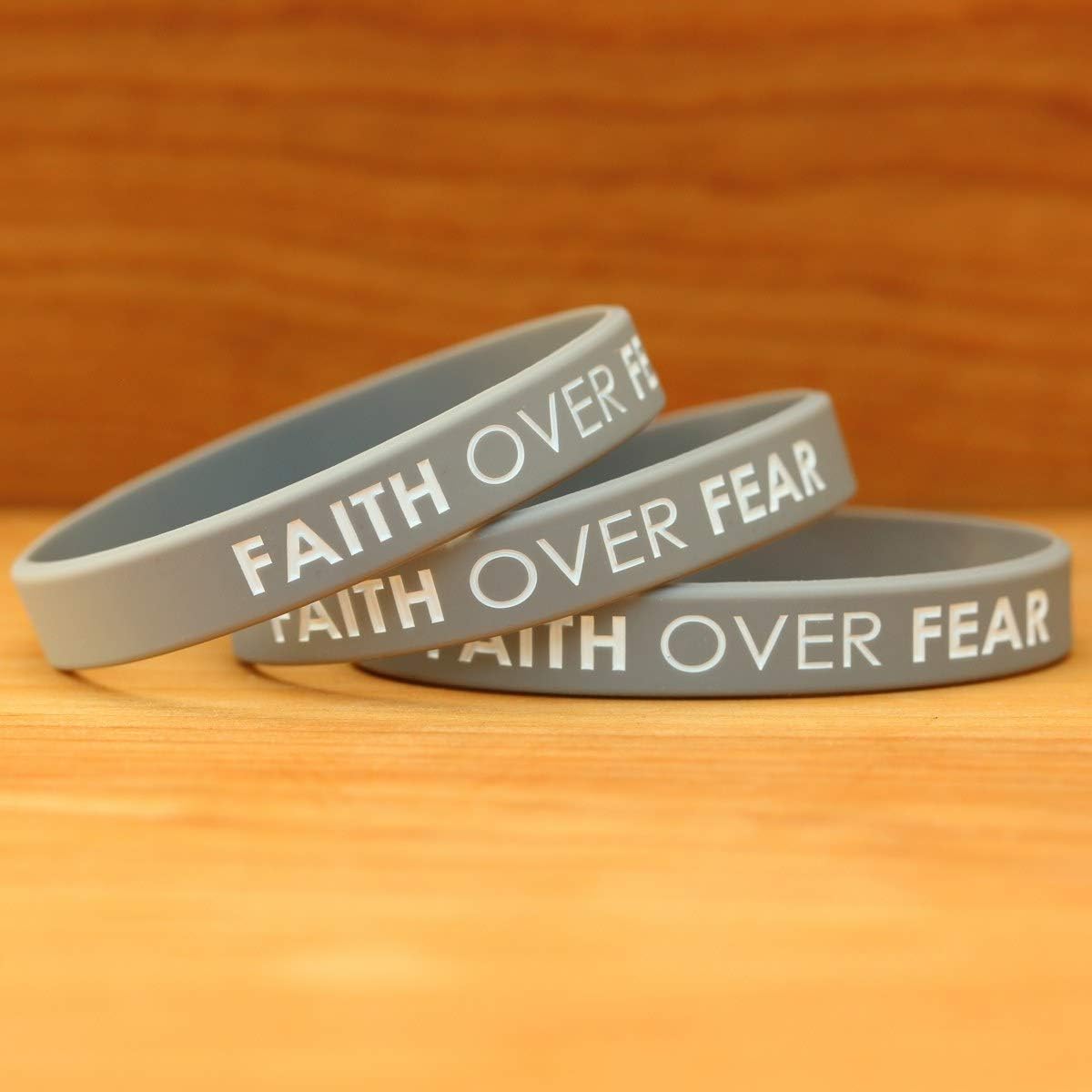 5 Faith Over Fear Inspirational Silicone Wristband Bracelets