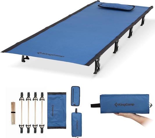 KingCamp Ultralight Camping Cot, Portable Folding Tent Camping Bed, Heavy Duty Sleeping Bed with Pillow for Adults Outdoor Backpacking Travel Hiking, Supports 350LBS, Orange