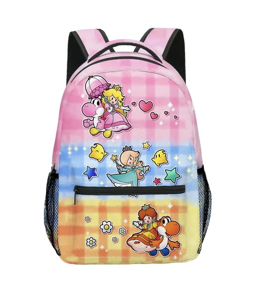 Brainy Princess Backpack 16" Cute Pink Pretty Girls Women Peach Daisy Rosalina Cartoon (Princess Pink)