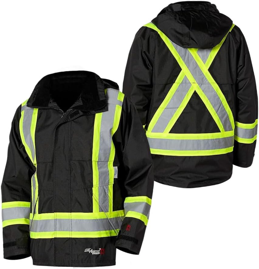 Fire Resistant Hi Vis Jacket for Men - Viking Professional Journeyman 300D Reflective Fire Retardant