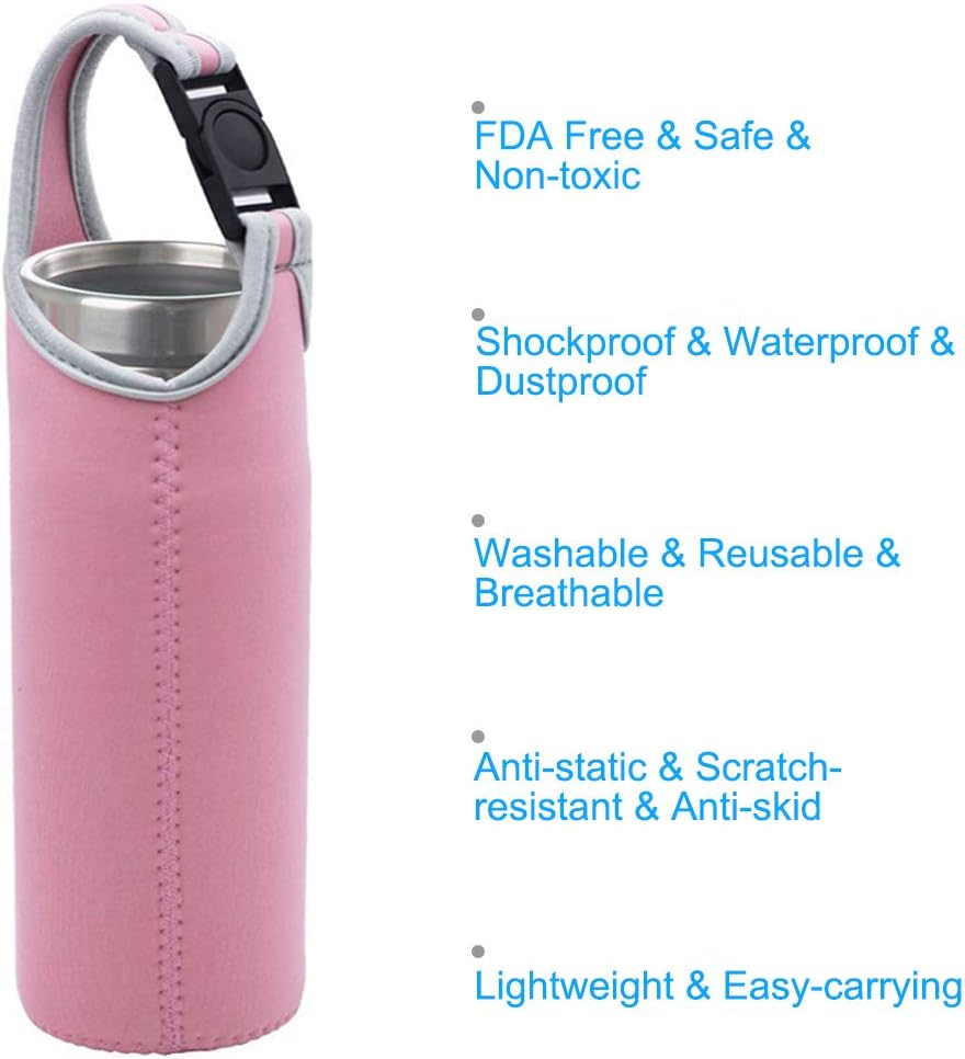 4 Pack,DanziX Neoprene Sleeve Bottle Cup Carrier Pouch,Fit for All 16oz-21oz Portable Sport Water Bottle-Black,Blue, Pink,Purple