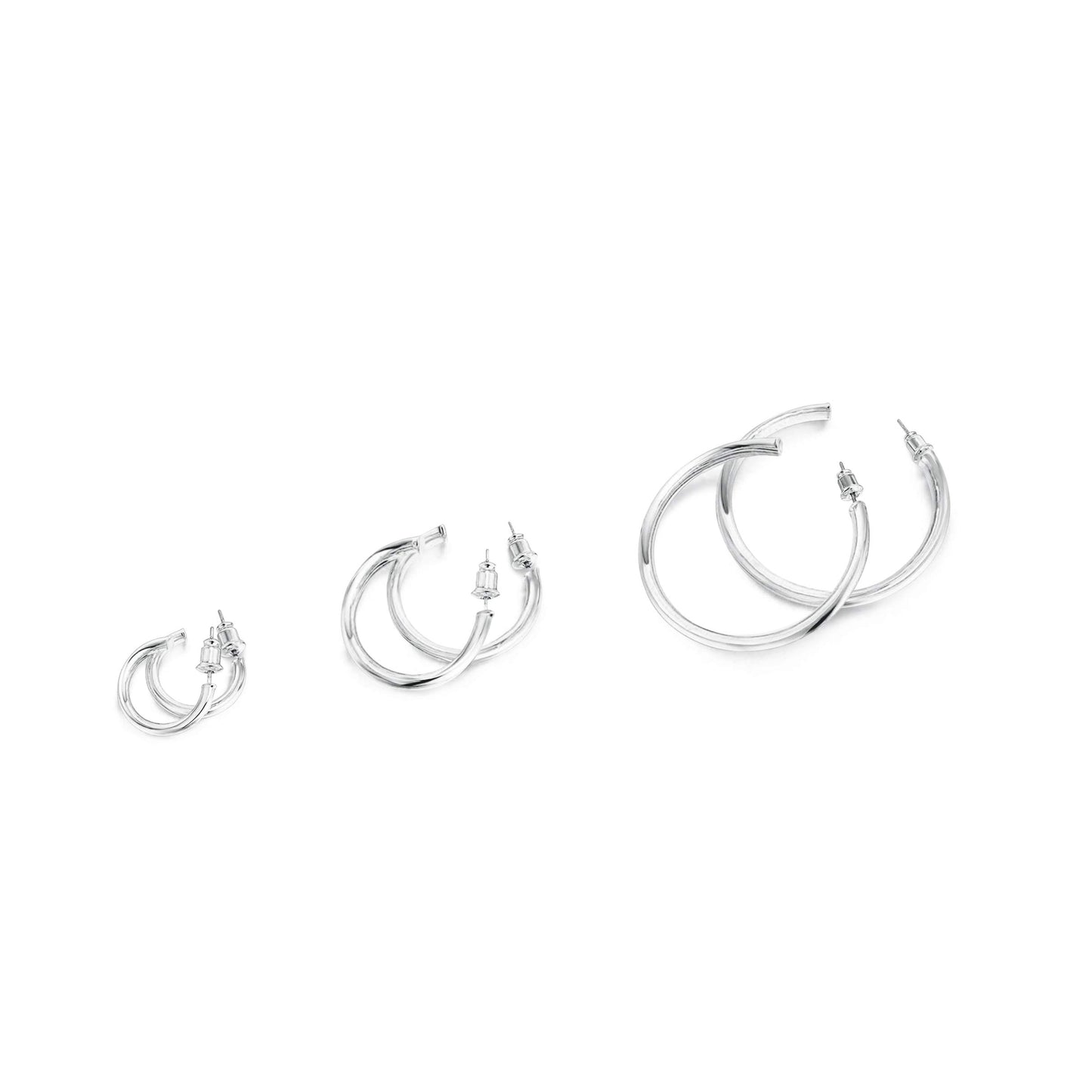 PAVOI 14K White Gold Hoop Earrings for Women - 2mm Thick 30mm Infinity Hoops, Gold Plated Loop Earrings, Lightweight Set