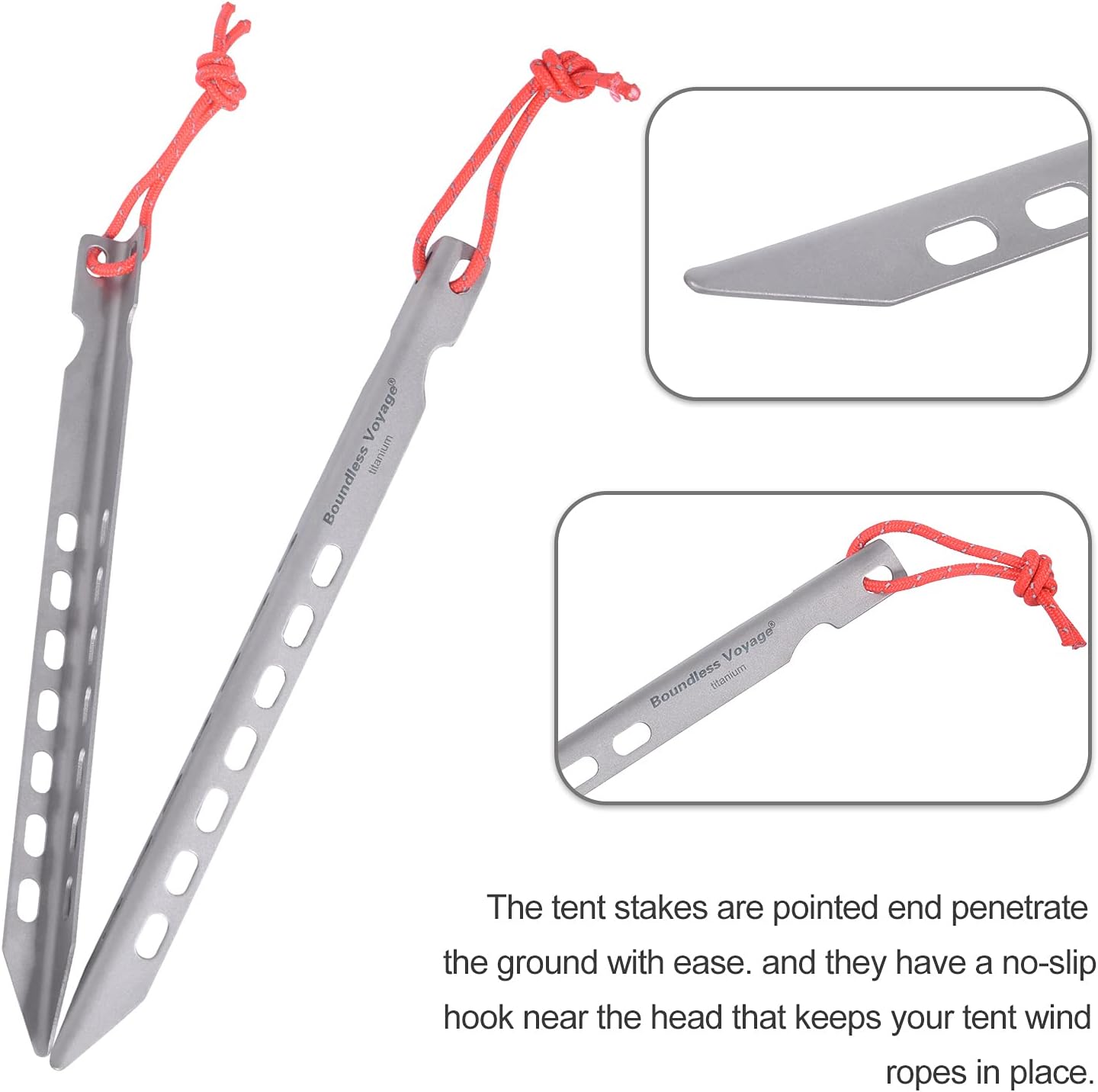 iBasingo 6pieces/Lot Ultralight Titanium Tent Pegs Outdoor Camping Tent Stakes for Sand Heavy Duty Portable Tent Nail for Garden Picnic A-Ti4008P