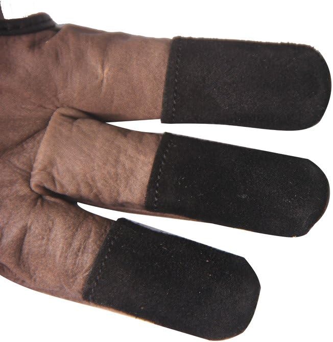 Premium Handmade Brown Leather Archery Gloves - Three Finger Design for Comfort