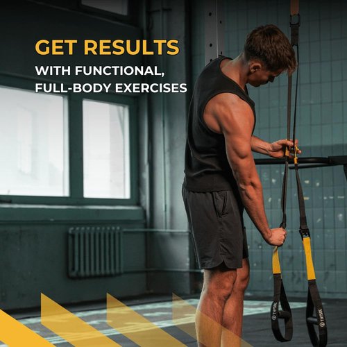 THYSOL® Resistance Trainer Pro Xtreme Straps Army | Sling Trainer Set with Adjustable Door Anchor | Fitness Home Workouts - Suitable for Travelling & for Training Indoor & Outdoor (Yellow)