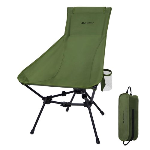 ayamaya Ultralight High Back Camping Chair, Upgraded All Aluminum Widen Frame Structure Folding Chairs with Side Pocket & Carry Bag Compact for Camping Hiking Fishing Backpacking Outdoor