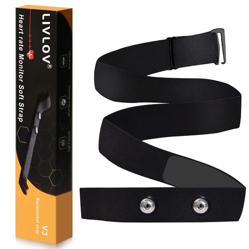 LIVLOV Heart Rate Monitor Replacement Strap, Chest Replacement Strap Compatible with Wahoo Tickr Polar H7 Garmin HRM Coospo, IP67 Waterproof, Adjustable Soft Size M to XXL