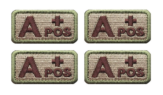 Antrix 4PCS Tactical Blood Type A+ Positive POS Hook and Loop Embroidered Patch Military A Positive Armband Insignia Decorative Appliques Emblem for Trauma Medical Paramedic EDC First Aid Kit