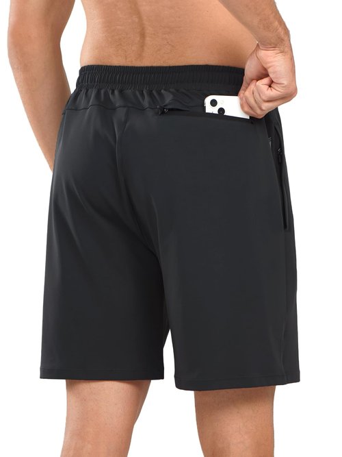 NORTHYARD Men's 7" Gym Shorts Knit Athletic Tennis Shorts for Men with Zipper Pockets for Workout Athletic Training Black M
