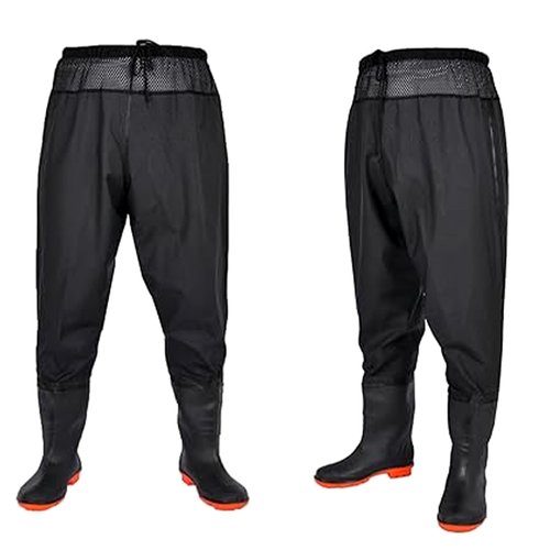 Zsrivk Fishing Waders with Boots, Nylon/PVC Waist Wader Pants Fishing Waders for Men Women, Waterproof Bootfoot Waders (M10)