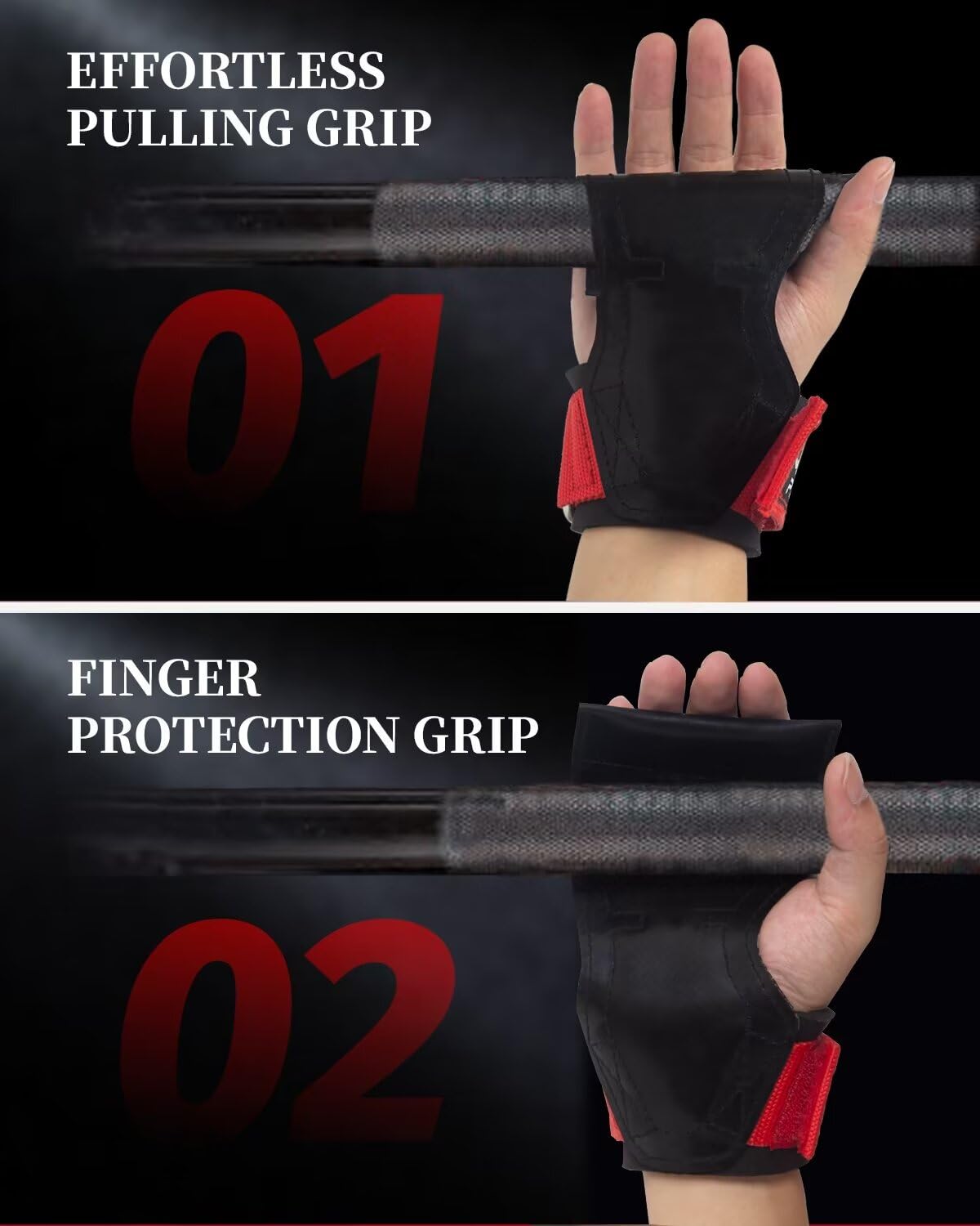 Pixel Panda Weight Lifting Grips for Heavy Powerlifting, Deadlifts, Rows, Pull Ups, with Neoprene Padded Wrist Wraps Support and Strong Rubber Gloves or Straps for Bodybuilding (Pair)