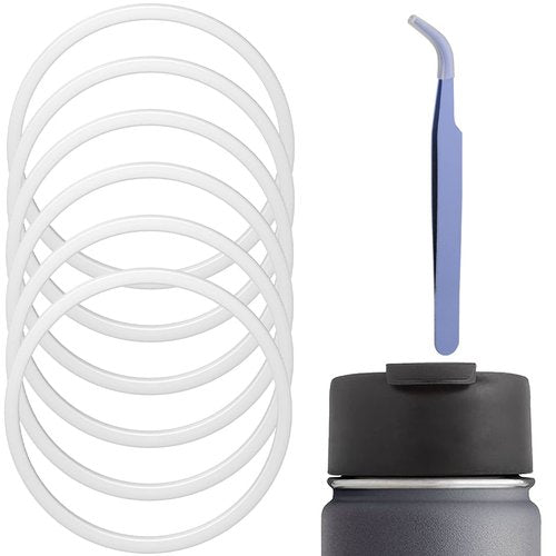 Ullnosoo Gasket Replacement Compatible with Hydro Flask Wide Mouth Flip Lid Cap, 6 PCS Silicone O Ring Leak Proof Seal Compatible with Hydroflask 2 inch with A Tweezer, Easy to Install