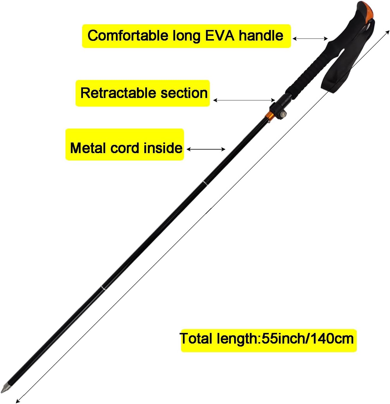 Aventik Fold-able Wading Staff Water Depth Safety Warning Sign Coated Stainless Steel Core T7075 Aluminum Body Corrosion Resistance