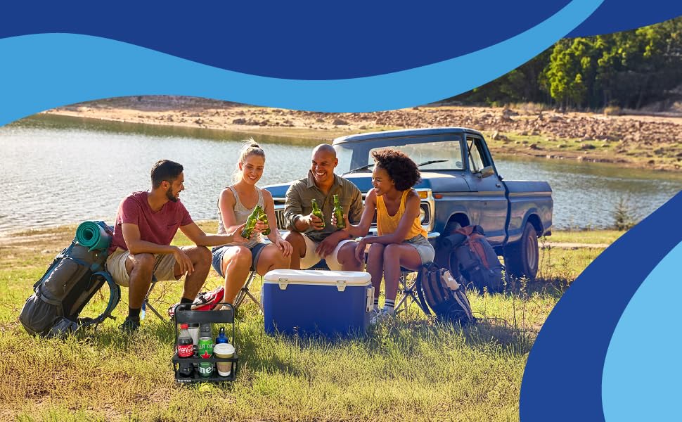 6 Drink Carrier with Handle – Lightweight Cup Caddy for Work, Travel and to-Go Drinks – Collapsible Design (2 Pack, Blue)