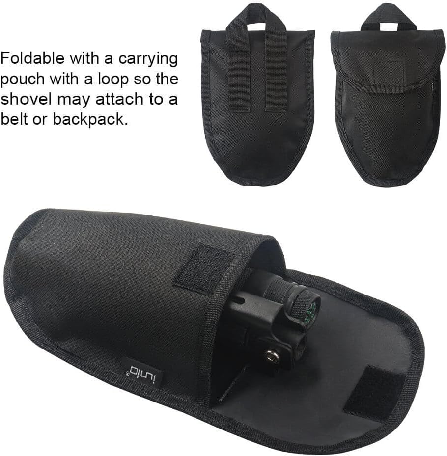 iunio Camping Shovel,Shovel Folding, Portable, Multitool, Foldable Entrenching Tool, Collapsible Spade, for Backpacking, Trenching, Hiking, Survival, Car Emergency