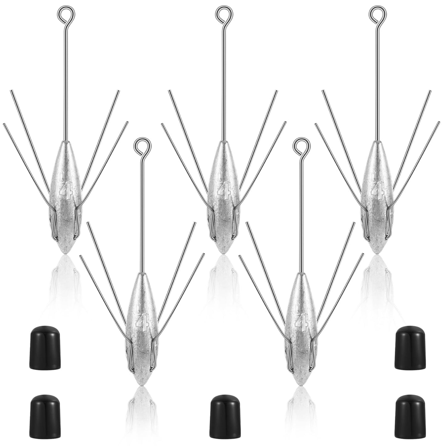 5 Pcs Surf Fishing Weights Sputnik Sinker Fishing Equipment Long Tail Equipment Saltwater Surf Casting Sinkers Catfish Beach Spider Weights Silver Gray for Ocean Sea Man Birthday Gift(6 oz)