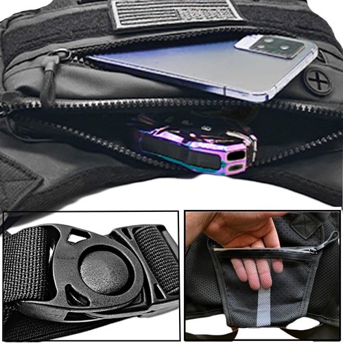 Tactical Chest Bag for Men, EDC Vest Chest Pouch Fits Most Pistols Sports Running Front Chest Pack with Reflective Patch for Outdoor Activities Motorcycle Cycling