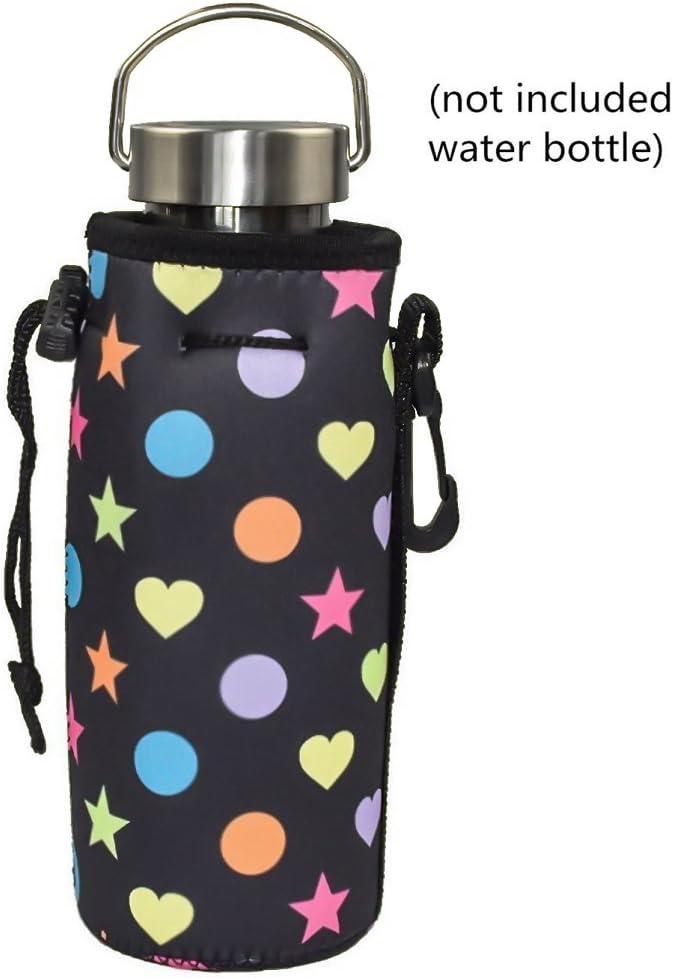 AF-WAN Protable Neoprene Insulated Water Drink Bottle Cooler Carrier Cover Sleeve Tote Bag Pouch Holder Strap for Women Men Biker Travel Cycling Climbing Sports(Black+Black)