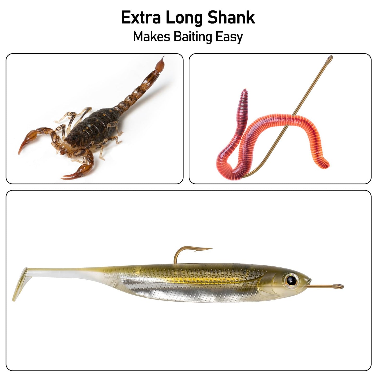 Dr.Fish 100 Pack Aberdeen Fishing Hooks Freshwater Hooks Extra Long Shank Bronze Light Wire Offset Live Bait Hooks Bass Crappie Walleye Panfish Bluegill Bream #8
