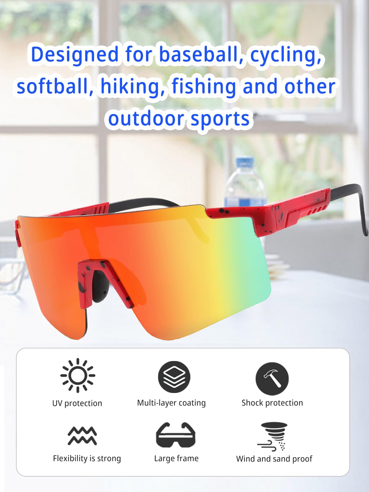 HIYAPATY Youth Baseball Sunglasses for 8-12 Boys Girls Cycling SunGlasses UV400 Sports Sunglasses for Running