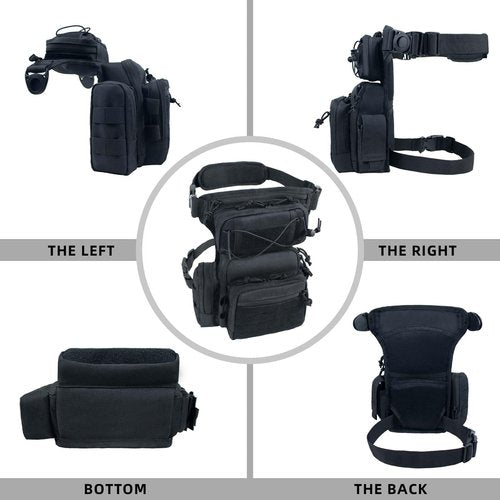 ROGJUK Tactical Drop Leg Bag For Men, Black Crossbody bag Backpack Thigh Pouch Military Hunting Outdoor Sling Bags Motorcycle Tool Work Waist Leg Pouch Bags Women Fanny Pack