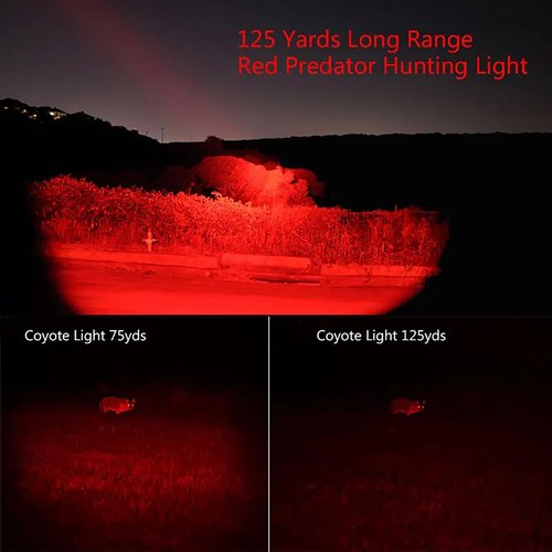 Rechargeable 250 Yards Red Light Flashlight, One Mode Long Range Light Super Bright Tactical Flashlight with Zoomable Waterproof Red Hunting Light for Astronomy Aviation Night Observation etc