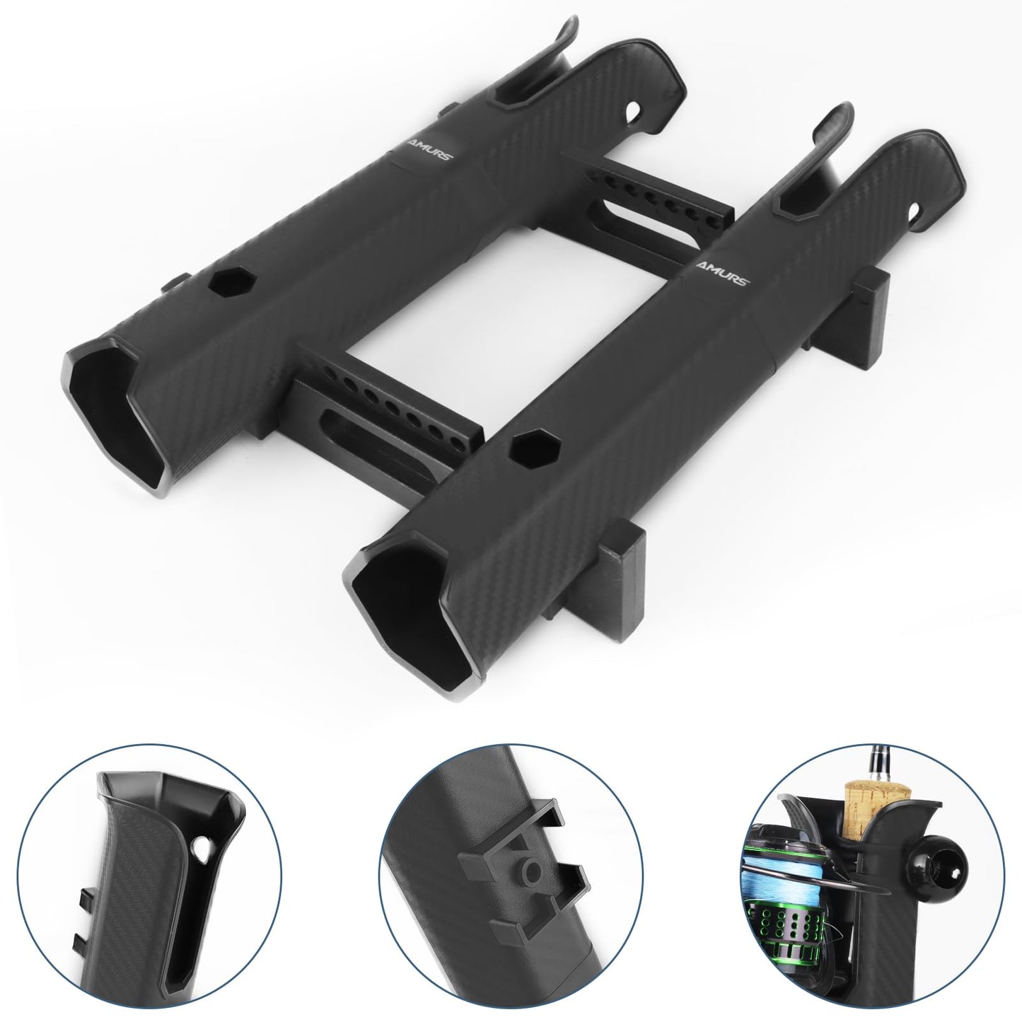 Fishing Rod Holder, Rod Holder Rack with 6-Inch Ball Bungee Cords and Screws – Portable Fishing Pole Holders Rack for Boats, Yachts, Kayaks, Garages, Coolers, Trailers, Trucks, and Wall Mounting