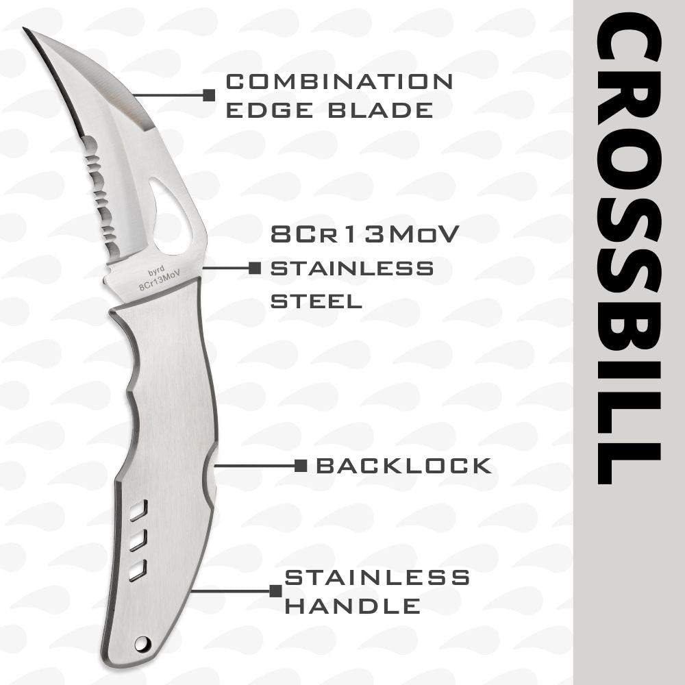 Spyderco Byrd Crossbill Knife with 3.25" Steel Hawkbill Blade and Durable Stainless Steel Blade -CombinationEdge - BY07PS