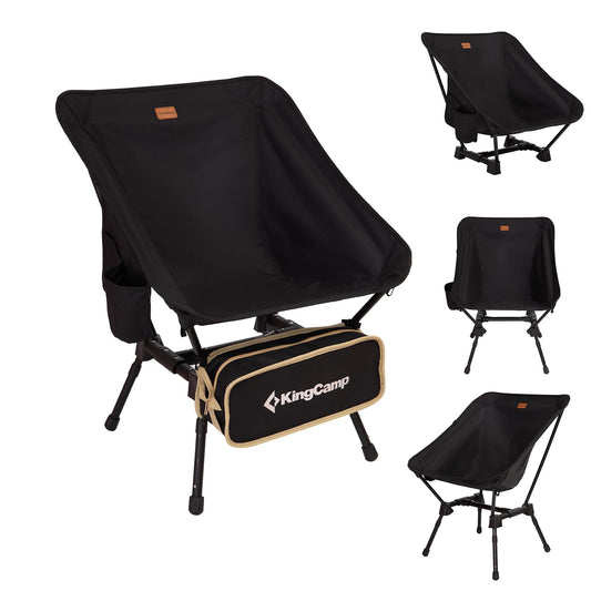 KingCamp Portable Backpacking Chair, 4-Position Adjustable Height Folding Compact Lightweight Camping Chairs with Cup Holders & Carry Bag for Outdoor Camp Hiking Lawn Fishing