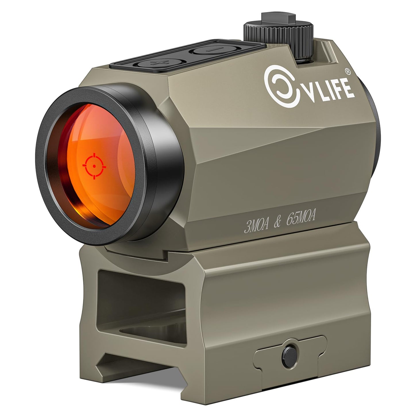 CVLIFE Multiple Reticle 3 MOA Dot & 65 MOA Circle Red Dot Sight, Motion Awake Red Dot, 1x20mm Red Dot Scope Optics with Absolute Co-Witness Riser and Low Mount for Picatinny, Sand