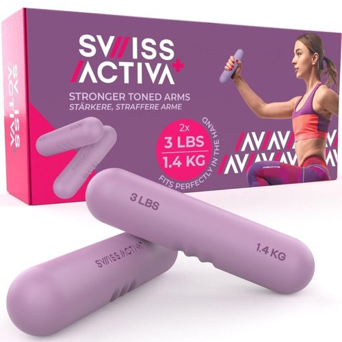 Swiss Activa+ Premium dumbbells - 3 lb Weights for Women Set of 2 - weights for women at home - small weights for yoga - hand weights sets for women - 3 pound bars - dumbbells - pilates womens weights