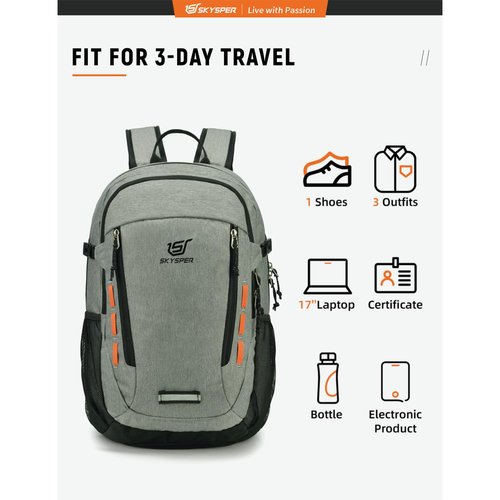 SKYSPER Hiking Backpack 30L Lightweight Travel Backpack Hiking Day Pack for Men Women(Grey)