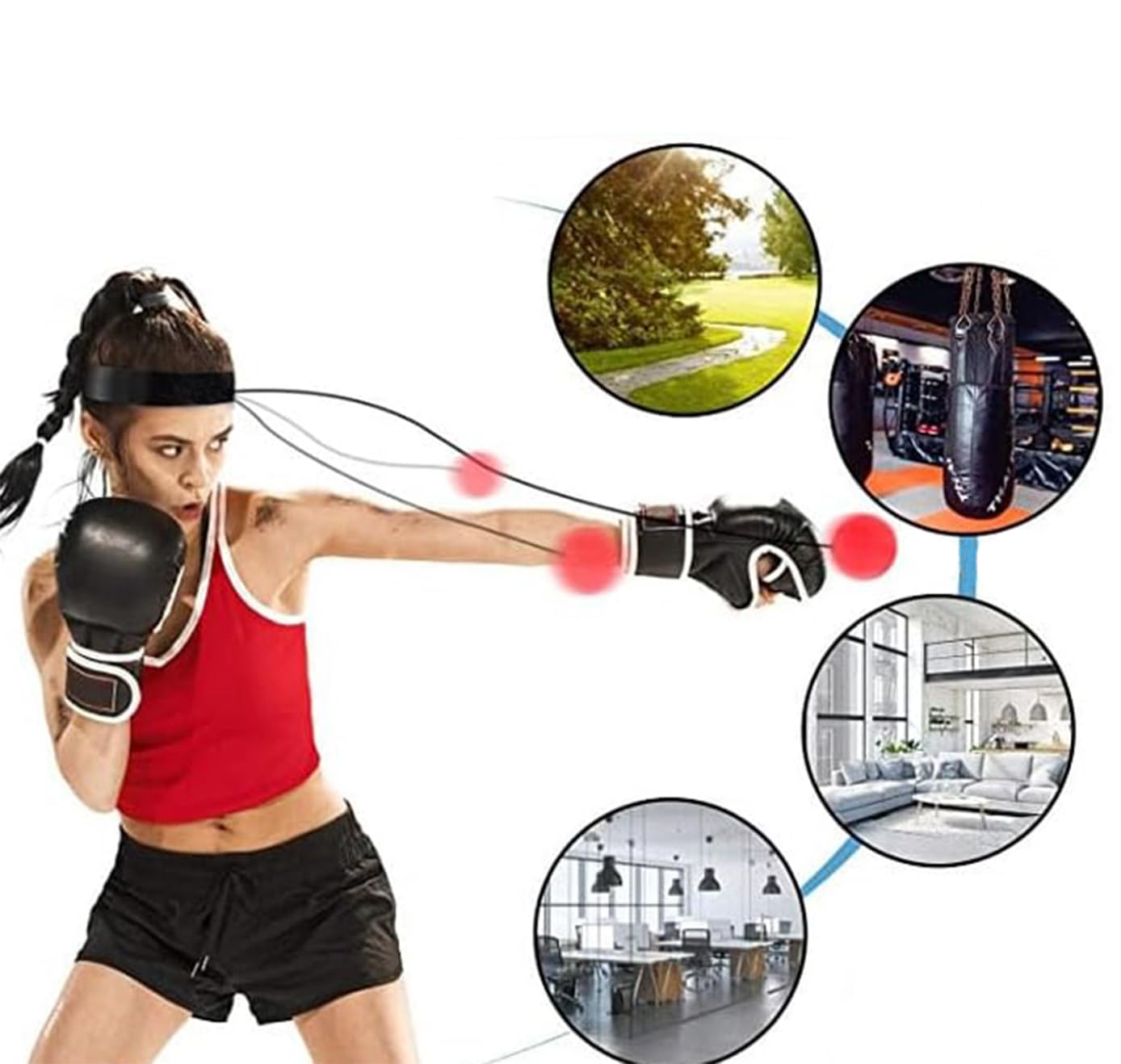 4 Difficulty Levels Boxing Reflex Ball with 1 Adjustable Headbands,MMA Training Equipment,Punching Ball,Perfect for Fight Reaction,Hand Eye Coordination,Punching Speed,Agility, for Adults and Kids