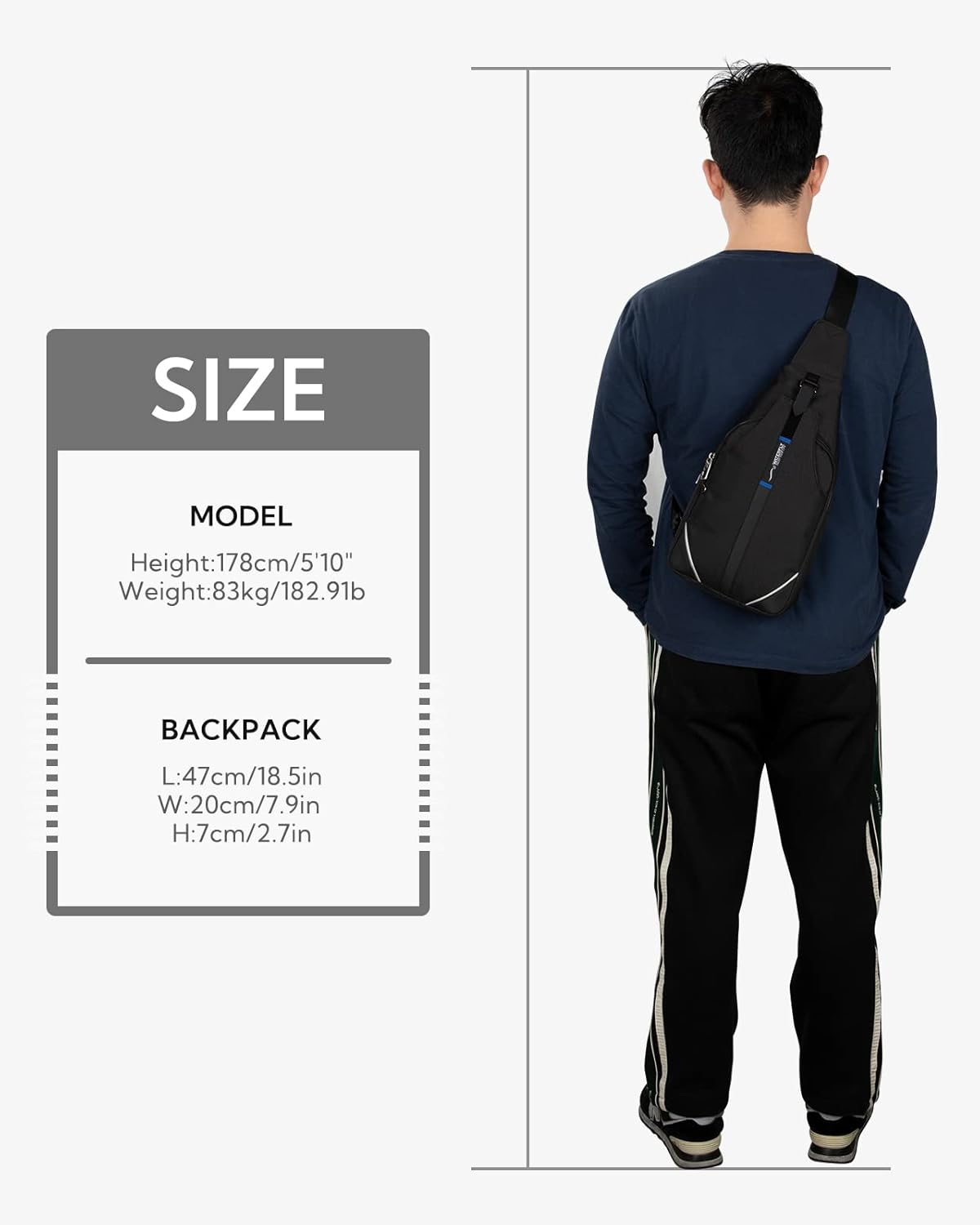 WATERFLY Small Crossbody Sling Backpack Anti Theft Backpack for Traveling Chest Bags for Men&Women Multipurpose Casual Daypack Hiking Shoulder Bag (Black)