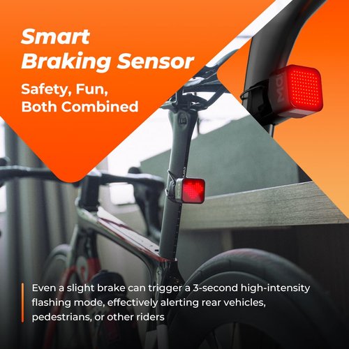 Magene L308 Smart Tail Light for Bike, Highly Customizable Intelligent Expression Bluetooth Lightweight Bicycle Tail Light Without Charging Cable，96 COB LED Lights IPX6 Waterproof