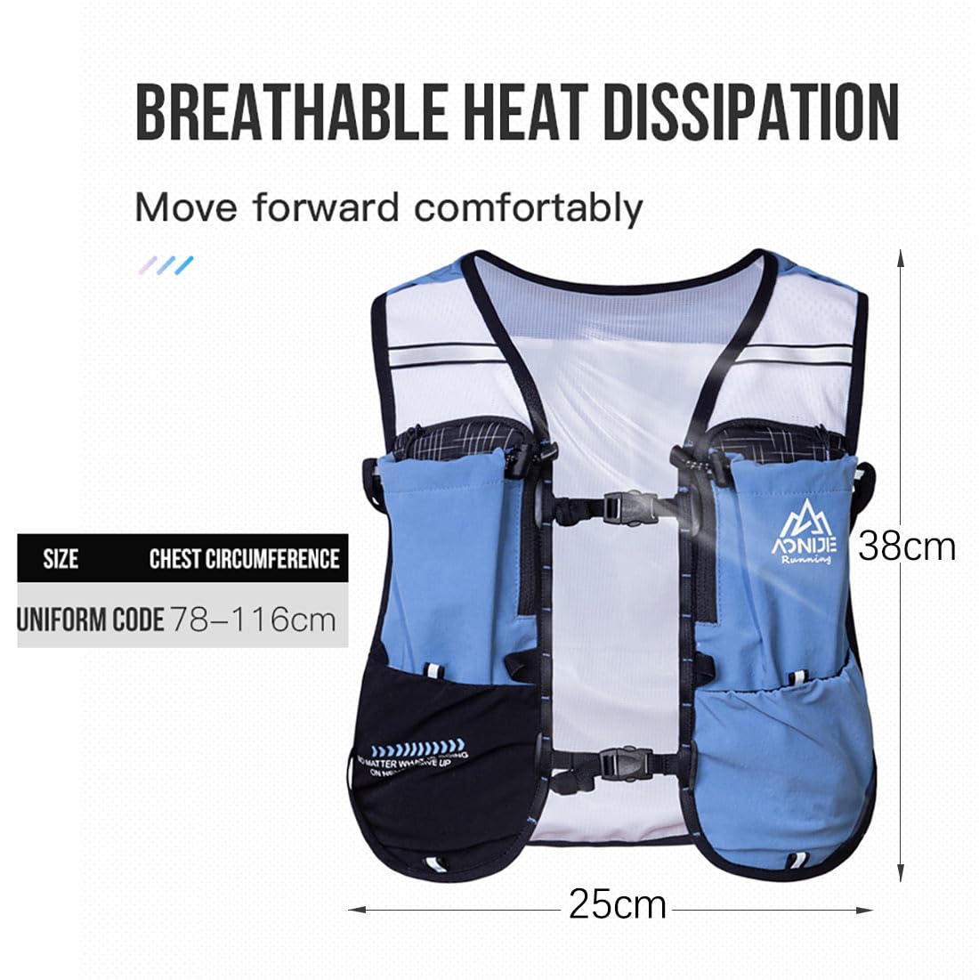 AONIJIE Running Hydration Vest Backpack 5L Marathon Race Cycling Hiking Climbing Trail Running Essentials for Women Men (Blue)