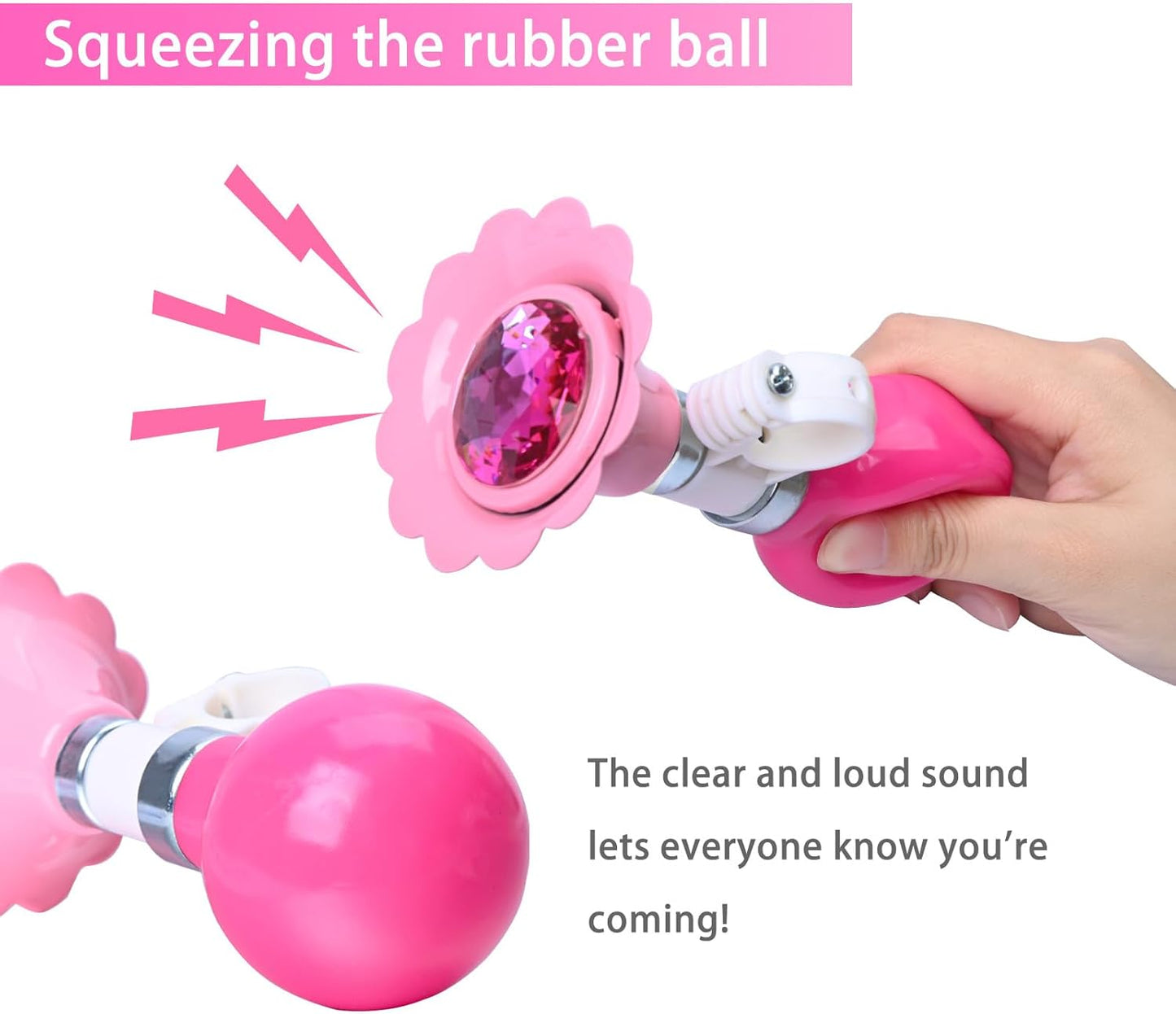 U-LIAN Kids Streamers and Bike Bell for Girls-1 Pack Flower Bicycle Bell with 2 Pack Handlebar Streamers Scooter Tassels for Children's Bike Accessories