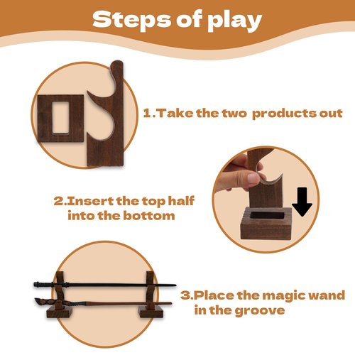 Grhonior 2 Pcs Magic Wand Holder for Collection Solid Wood Display Rack for Magic Wand Wood Magic Wand Display Stand Table Counter Shelf Home Or Office Display (Flame)