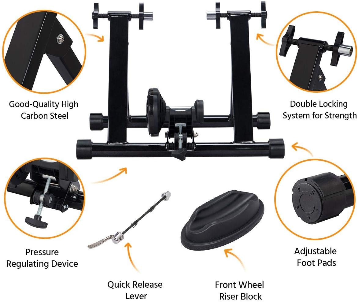 Yaheetech Bike Trainer Stationary Bike Stand Magnetic Bike Trainer Stand for Indoor Riding Premium Steel Bicycle Trainer Accessories Fits for 26in-28in, 700C Wheels