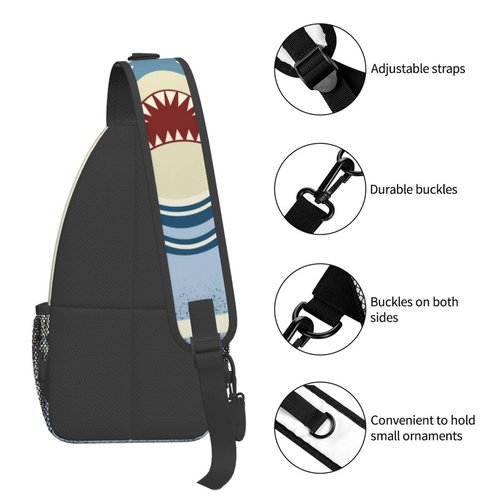 Shark Sling Backpack Chest Bag Crossbody Shoulder Bag Gym Cycling Travel Hiking Daypack For Men Women