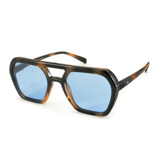 INFINIT Lyon Tortoise Frame Blue Lens UV400 Lightweight Unisex Retro Sunglasses