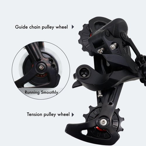 DJC Bike Ceramic Bearing Pulley Wheel 2pcs Guide Roller 11T 12T 13T 14T 15T 16T 17T MTB Road Bike Rear Derailleur for Shimano for Sram Pulley(Black 2pcs 11T)