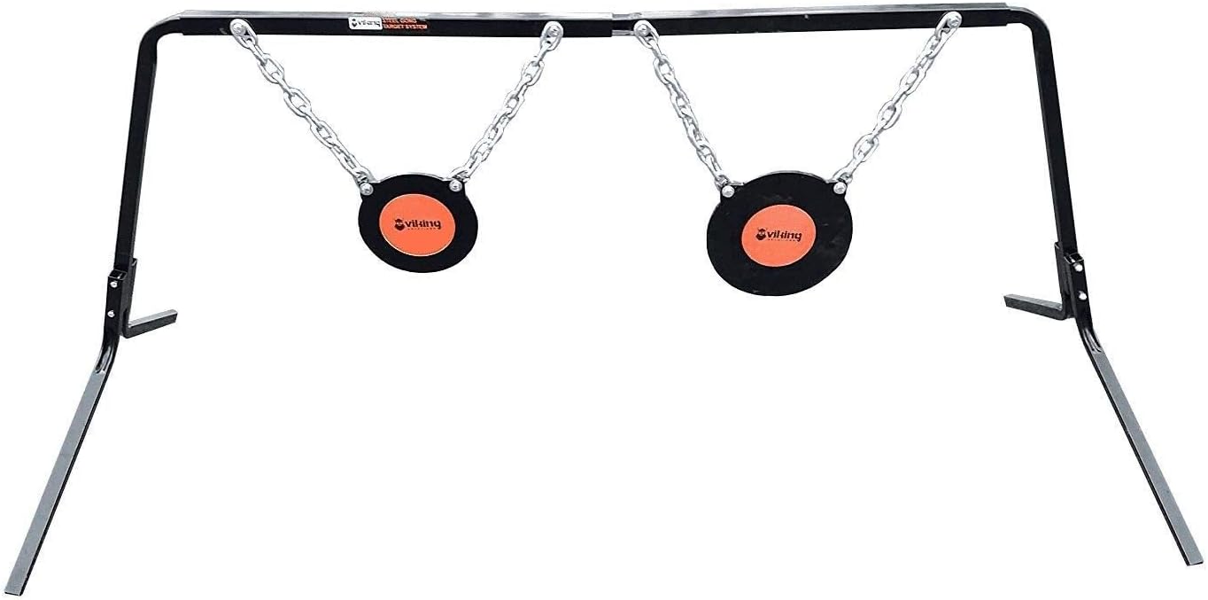 Viking Solutions Single Stand Dual Gong Target System 8" and 10" Gongs 3/8" AR500 Steel