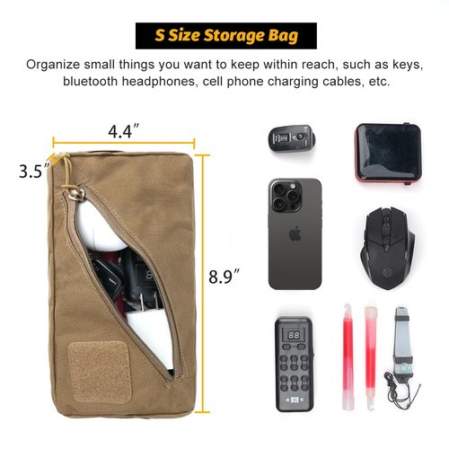 IDOGEAR Tactical Packing Cubes 3 Pieces Set Durable Lightweight Organizers with Zipper, Tool Utility Storage Bag for Travel Outdoor Activities(Coyote Brown)