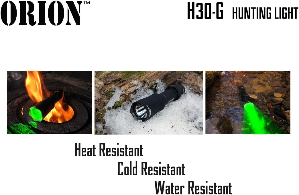 ORION H30-G Green Predator Premium 273 Yards Rechargeable Hog Hunting Light with Scope Mount, Rail Mount, Barrel Mount, Remote Pressure Switch & Charger Kit