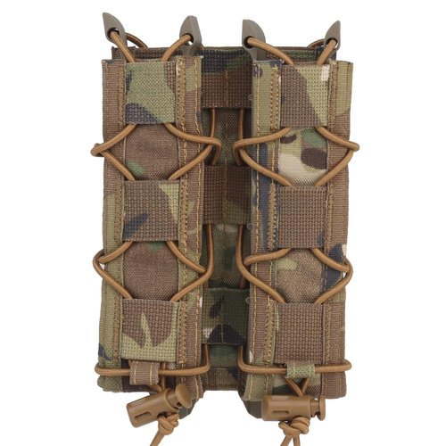 Tactical Double Extended 9mm Mag Pouch,Open Top Quick Pull Long Flashlight Holder Magazine Bag for Vest MOLLE/PALS